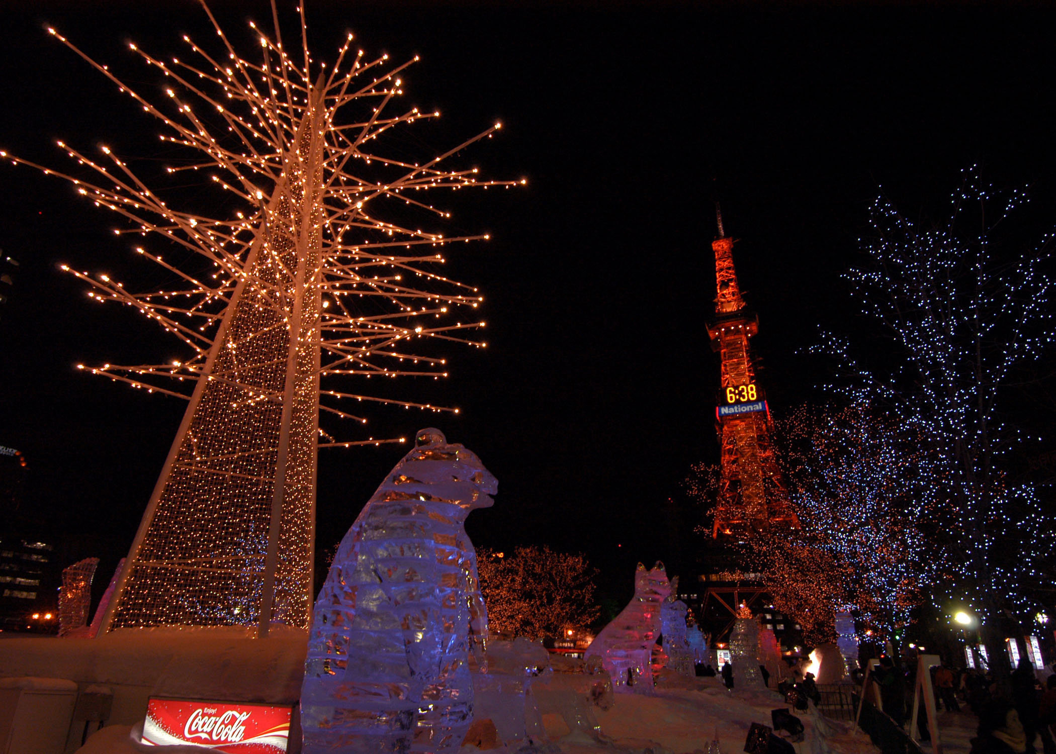 Illuminations and ice sculptures at the Sapporo Snow Festival