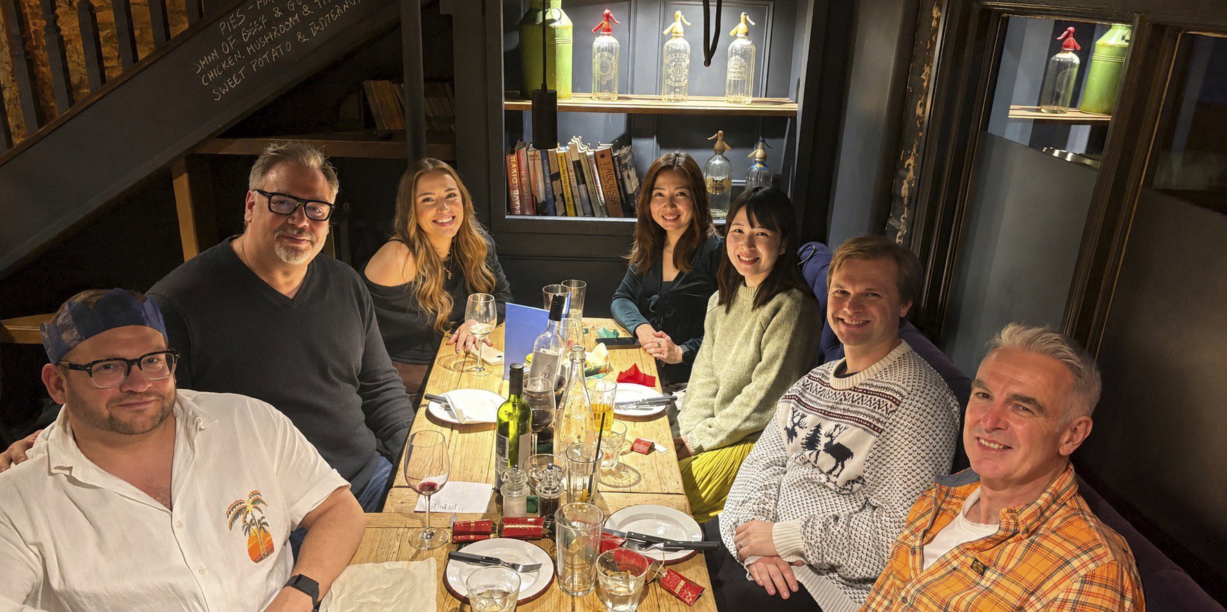 The Different Japan team, enjoying a Christmas dinner